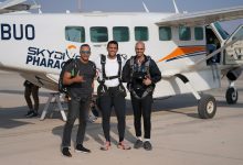 صورة برعاية شركة Skydive Pharaohs.. البطل الأولمبي أحمد الجندي ينفذ قفزة في سماء من ارتفاع 13 ألف قدم بالعاصمة الادارية